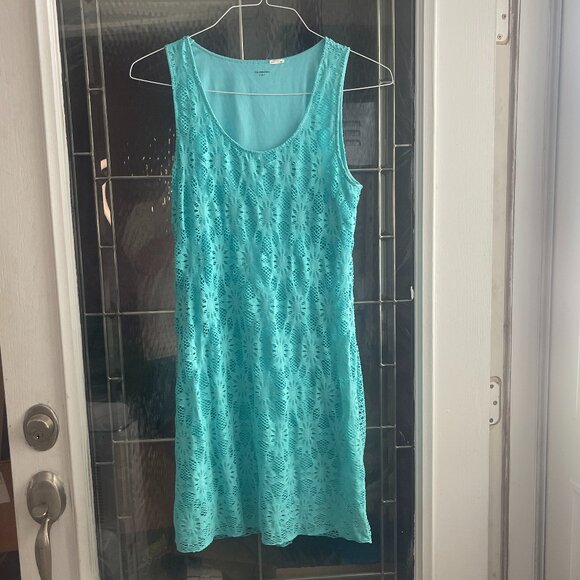 Calzedonia Cobey womens Fishnet Lined Swimsuit Coverup Sz S Aqua tank sleeveless - Picture 1 of 3